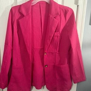 SHEIN Fuchsia Textured Blazer
